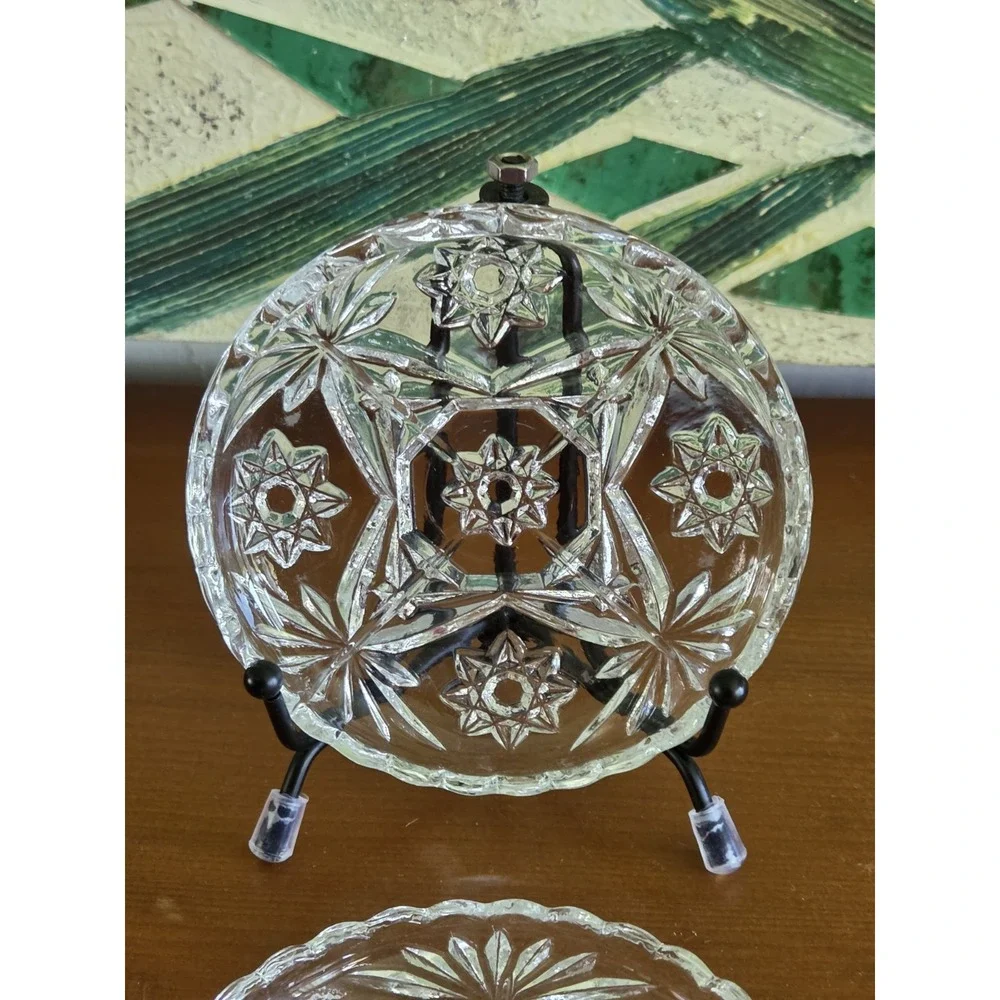 2 Anchor Hocking Star of‎ David Crystal Drink Coasters Trinket Dishes Scalloped